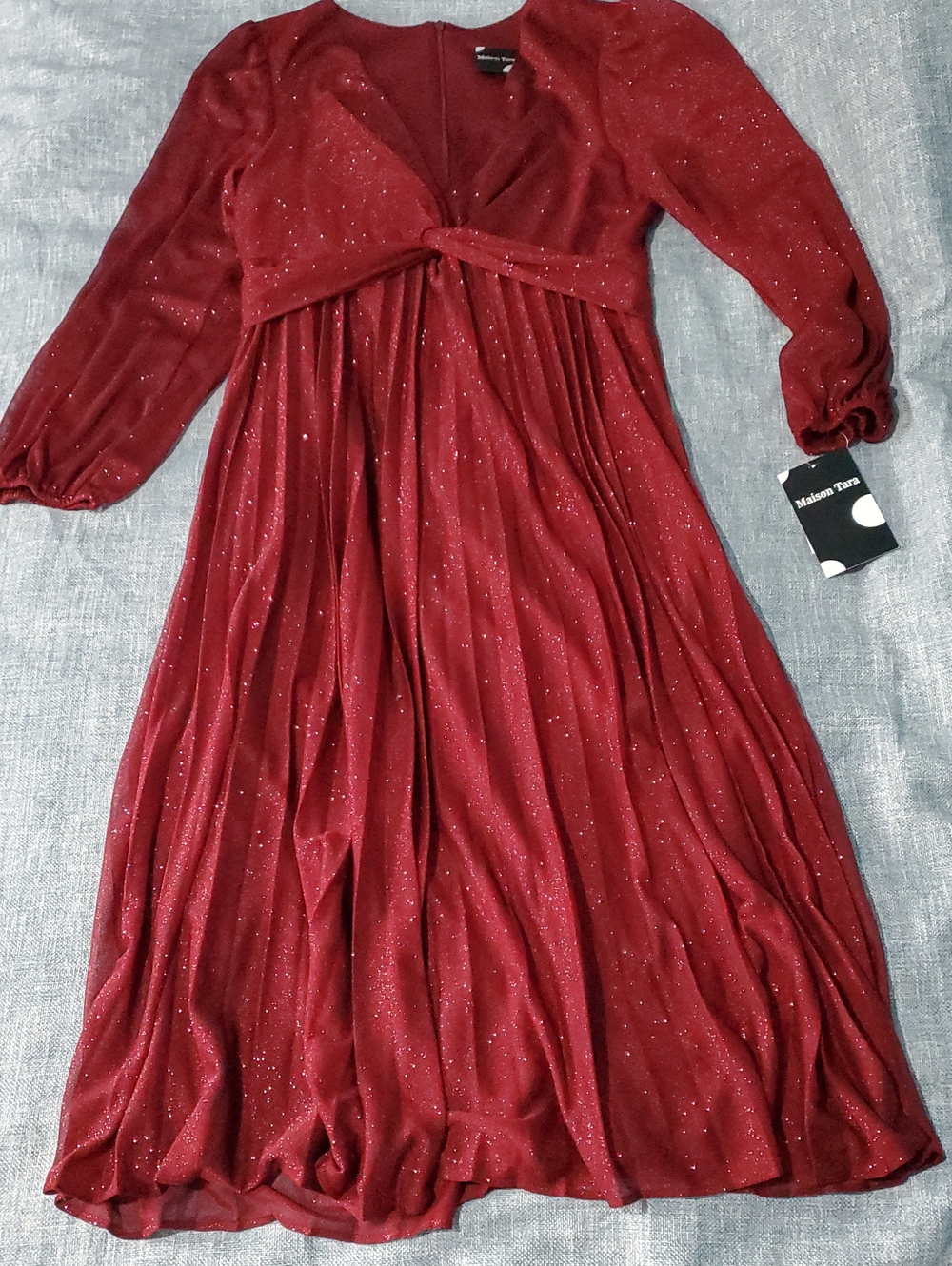 Maison Tara Red Wine Sparking Midi Dress